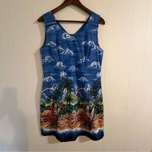 Scenic Blue Tropical Mini Dress